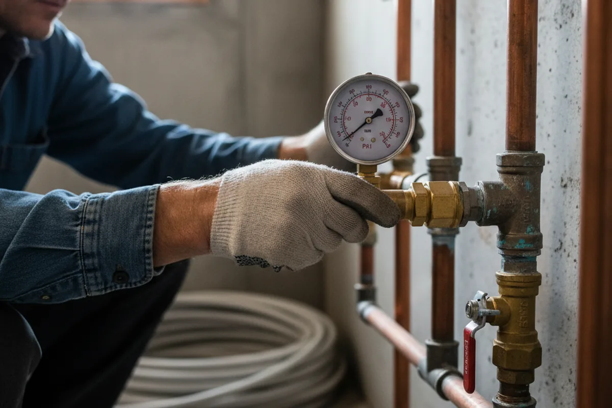 Pressure testing a repaired line during Water Line Repair in Chandlerville